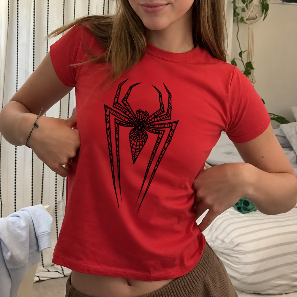 Spider-Man Black Spider Logo Vintage Red T-Shirt
